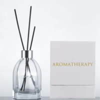 Bouteille diffuseur de parfum en verre dépoli de luxe 200 ml vide avec bouchon à vis et bâtonnets d'aromathérapie sérigraphiés
