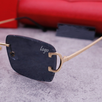 Lunettes de soleil classiques sans monture à découpe diamantée pour hommes et femmes, lunettes de soleil de luxe, logo personnalisé, lunettes de soleil de créateur de haute qualité