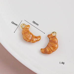 Showfay <span class=keywords><strong>Paris</strong></span> Breakfast Series - Abalorios de esmalte en miniatura con diseño de café y cruasán para la creación de joyas DIY, llaveros y collares - Product Image 5