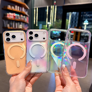 เคสโทรศัพท์ใสไล่เฉดสีแบบน้ำแข็ง สำหรับ iPhone 17 16 15 14 13 12 11 Pro Max ป้องกันแรงกระแทก ลายเพชร แม่เหล็ก - Product Image 1