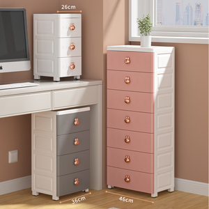 Tiroirs de rangement 5 couches en PP design dessin animé, armoire en plastique pour jouets d'enfants, vêtements, commode rose - Product Image 2