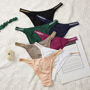 Biancheria intima da <span class=keywords><strong>donna</strong></span> sexy e seducente in stile bikini per i mercati europei e americani - slip in seta ghiaccio modellanti. - Product Image 2