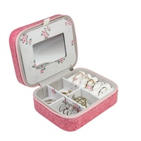 Boîte de rangement à bijoux de luxe en cuir PU et velours, design rectangulaire fait main, petite taille, fermeture à glissière, pour voyage, LG7275