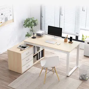 space saving corner laptop table sit stand study writing work desk wooden l shaped metal frame computer office desks with shelf