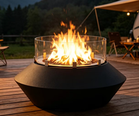 Brasero/Table de chauffage extérieur au propane en acier, durable et écologique, avec flamme haute pression et contrôle de sécurité par bouton