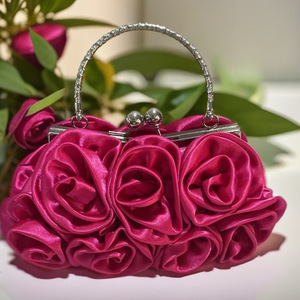 Bolsos de noche de satén con flores para mujer, bolsos de mano de diseñador de lujo para fiestas de boda, bolsos de mano informales para chicas jóvenes. - Product Image 3