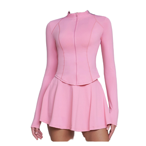 Abbigliamento alla moda da donna UPF50 Gym Fitness Set giacca a prova di sole gonna da Tennis tessuto fresco 2 pezzi SportWear per Yoga Fitness - Product Image 4