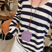 Vente directe usine – Pochette de cou souple en cuir véritable tendance pour femme, porte-monnaie, porte-écouteurs et porte-cartes d'identité