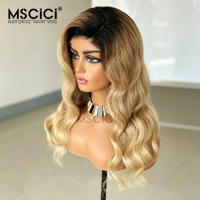 Perruque en cheveux humains européens naturels, Ombré Blond Miel, Ondulation Body Wave, 13x6 HD Transparente, Pré-épilée, Ligne de cheveux naturelle, Sans colle
