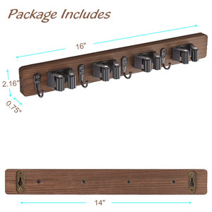 Supporto per scopa mocio supporto per scopa a mocio in <span class=keywords><strong>legno</strong></span> a parete porta attrezzi da giardino Organizer per <span class=keywords><strong>armadio</strong></span> Garage lavanderia - Product Image 4