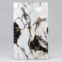 Panel Latar Belakang Marmer PVC UV Cured Motif Batu Cetak Glossy Tahan Air Dekoratif Utuh Potongan Rapi Hotel Rumah Tangga