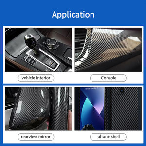 Película de <span class=keywords><strong>fibra</strong></span> de carbono 6D de alto brillo, Pegatina autoadhesiva negra para revestimiento de coche, vinilo de protección Interior antiarañazos para vehículos - Product Image 5