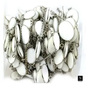 Arco Iris piedra lunar piedra preciosa alambre envuelto DIY hecho a mano bisel conector Fabricación de cadena - Product Image 4