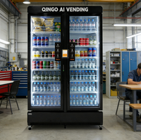Máquina Expendedora de Autoservicio Qingo para Gimnasio, Dispensador de Bebidas Frías y Snacks, Acepta Efectivo/Monedas/Billetes, con SDK, Capacidad para 495 Botellas