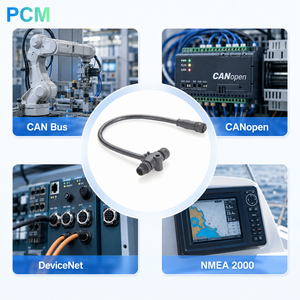 Câble répartiteur en T M12 A-Code 5 broches, <span class=keywords><strong>2</strong></span> femelles 1 mâle, connecteur en T pour bus CAN, CANopen, DeviceNet, NMEA 2000, réseau industriel - Product Image 3