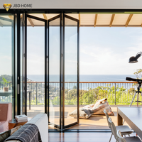 Portes pliantes certifiées NFRC, résistantes au vent, double vitrage, aluminium, porte patio pliante intérieure