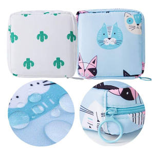 Nylon Waterdicht Cartoon Patroon Mode Rits Sluiting Draagbare Periode Tassen Tampon Zakje Maandverband Opbergtas - Product Image 5