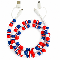 Câble de charge perlé FASHLINK rouge, blanc et bleu, cordon multi-chargeur USB, chargeur de téléphone Type C, cadeau tendance