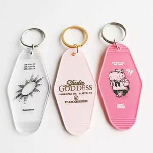 Design Custom Logo Keychain Vintage Plastic Junk Motel Key Ring with UV Printing Cartoon Anime Style - Product Image 4