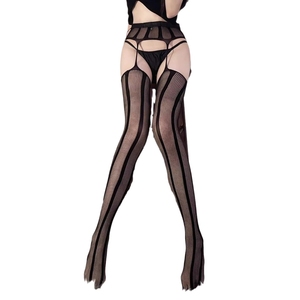 <span class=keywords><strong>Collant</strong></span> Sexy con gambe all'americana di alta qualità <span class=keywords><strong>a</strong></span> <span class=keywords><strong>righe</strong></span> nere retrò estive calze sottili da <span class=keywords><strong>donna</strong></span> - Product Image 1