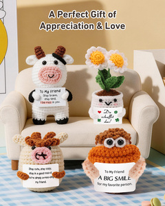 Muñeca de ganchillo hecha a mano con forma de margarita en maceta, adorno de maceta de flores tejido con tarjeta de logotipo personalizado - Product Image 6