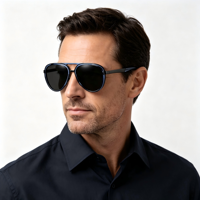 Trendy Vintage Oval Full Rim Men UV Protection Scratch Resistant Lenses Driving Hiking Double Bridge Polarized Sunglasses