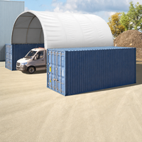 Carpa Contenedor 8x6x3m con Techo Arqueado, Montaje Rápido, Almacén Portátil con Lona de PVC, Certificación CE