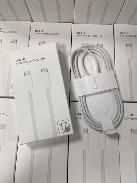 Wholesale 1m 60W USB-C Nylon Braided Cable with Retail Box PD Fast Charging Cable for iPhone 15/16/17 Pro Max