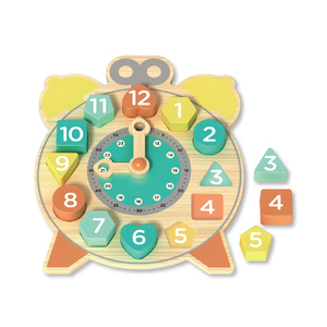 Orologio in Legno Giocattolo per Bambini per <span class=keywords><strong>Imparare</strong></span> il Tempo, <span class=keywords><strong>Numeri</strong></span>, Forme e Colori - Gioco di Abbinamento - Product Image 4