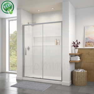 Puerta de Ducha Semi-Frameless con Cristal Nano de Fácil Limpieza, Acabado Níquel Cepillado y Deslizamiento Suave para Proyectos Hoteleros - Product Image 1