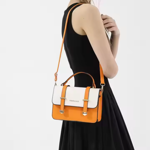 Women's PU <b>Leather</b> Square <b>Messenger</b> <b>Bag</b> Customizable Candy Color with Zipper Closure Star Pattern Fashionable Lady Style - Product Image 4