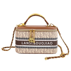 ビンテージ女性用カジュアルトートクロスボディショルダーバッグPU 3L + 幾何学模様防水デザイナーレディースハンドバッグ - Product Image 6