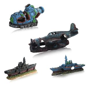 <span class=keywords><strong>Aquarium</strong></span> Scheepswrak Decoratie Hars Materiaal Verzonken Schip Ornament Vis Garnalen Schuilplaats Grot Schuilplaats Decoratie Milieuvriendelijk - Product Image 1