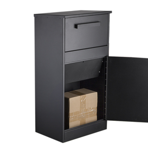 black outdoor stainless steel mail letter large parcel box for posting