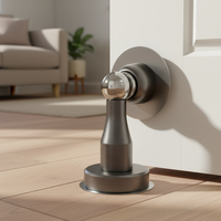 Retenue de porte moderne en acier inoxydable noir sans perçage avec butée magnétique puissante pour usage hôtelier