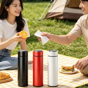<span class=keywords><strong>Thermos</strong></span> intelligent tendance bleu en acier inoxydable 304, étanche, 500 ml, affichage de la température en temps réel, bouteille isotherme sous vide en acier inoxydable - Product Image 4