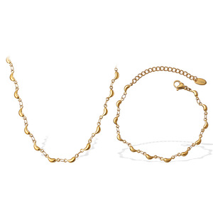 Conjunto de Collar con Forma de Gota de Agua, Acero Inoxidable, Chapado en Oro de 18k, Joyería de Fiesta para Mujer, Accesorio de Moda - Product Image 5