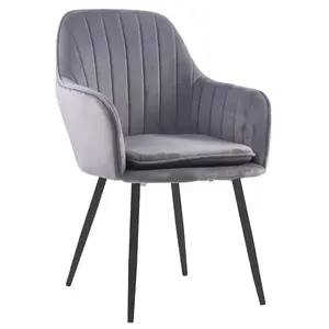 2023 Australia Unique Velvet Chair Lounge Bedroom Chairs Set Fabric Cafe Upholstered Modern Grey Dining Chairs for Living Room