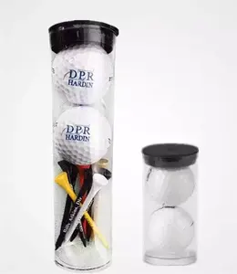 Original Factory Clear Plastic Round Cylinder Golf Ball Packaging Tubes with Lid