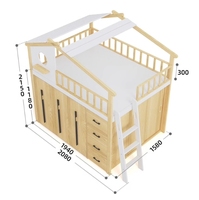 Lit mezzanine pour enfants avec armoire coulissante et tiroirs, lit superposé en bois avec échelle, style nordique pour garçons, filles et adolescents