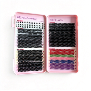 651 Clusters DIY Kit de Pestañas Postizas de Tira Completa Reutilizables de Gran Capacidad, Coloridas y Mixtas, Herramienta de Extensión de Pestañas Segmentadas, Kit de Pestañas en Racimo - Product Image 2