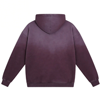 Sweat à capuche surdimensionné brodé de haute qualité, épaules tombantes, effet soleil délavé, vintage, en coton French Terry pour homme