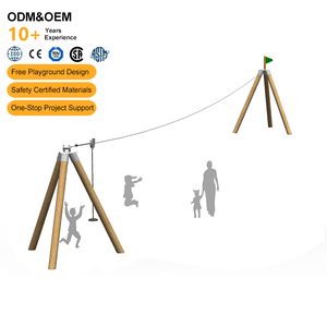 Kit de tyrolienne en bois d'extérieur commercial pour parc d'attractions, équipement de manège, tyrolienne pour enfants à vendre - Product Image 1