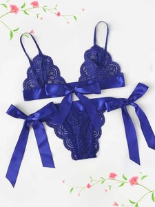 Produsen Pakaian Wanita Grosir Set Lingerie Seksi Renda Crochet Dua Potong untuk Hari Valentine Set Bra Lingerie Wanita - Product Image 4