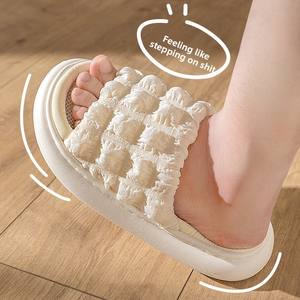 Chaussons en <span class=keywords><strong>lin</strong></span> avec semelle EVA à entre-doigts et granules <span class=keywords><strong>de</strong></span> raisin, modèle gaufré en <span class=keywords><strong>lin</strong></span>, pour femmes et hommes, toutes saisons, intérieur, printemps/automne - Product Image 2