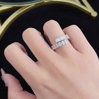 Anello di Fidanzamento con Diamanti Sintetici in Platino PT950, Elegante Anello Impilabile da Donna per Matrimonio, Gioielleria Fine