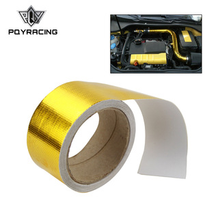 Cinta aislante para tubo de escape Poyracing, 2 pulgadas, 5 metros, escudo térmico de aleación de aluminio dorado para motor de coche - Product Image 1
