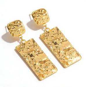 Custom Waterproof Elegant 316L Stainless Steel 14k 18k <b>Gold</b> Plated <b>Dangle</b> <b>Earrings</b> Fashion <b>Earring</b> Nuggets <b>Earrings</b> for Women - Product Image 5