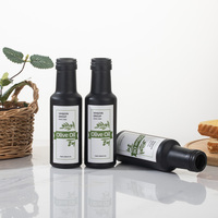 Bouteille d'Huile d'Olive de Cuisine 100 ML, Ronde Peinte Noir Mat, pour Huile d'Olive Onctueuse, Huile de Coco, avec Bouchon Réducteur, Flacon Vide