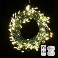 Guirlande de Noël à piles, lumières LED en fil de cuivre, guirlande lumineuse à pétards, télécommande, lumières féériques en cluster pour la décoration de mariage, de fête et de chambre